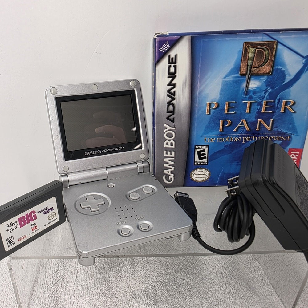 Authentic Nintendo OEM Game Boy Advance SP GBA SP - Silver - AGS-001 + Charger